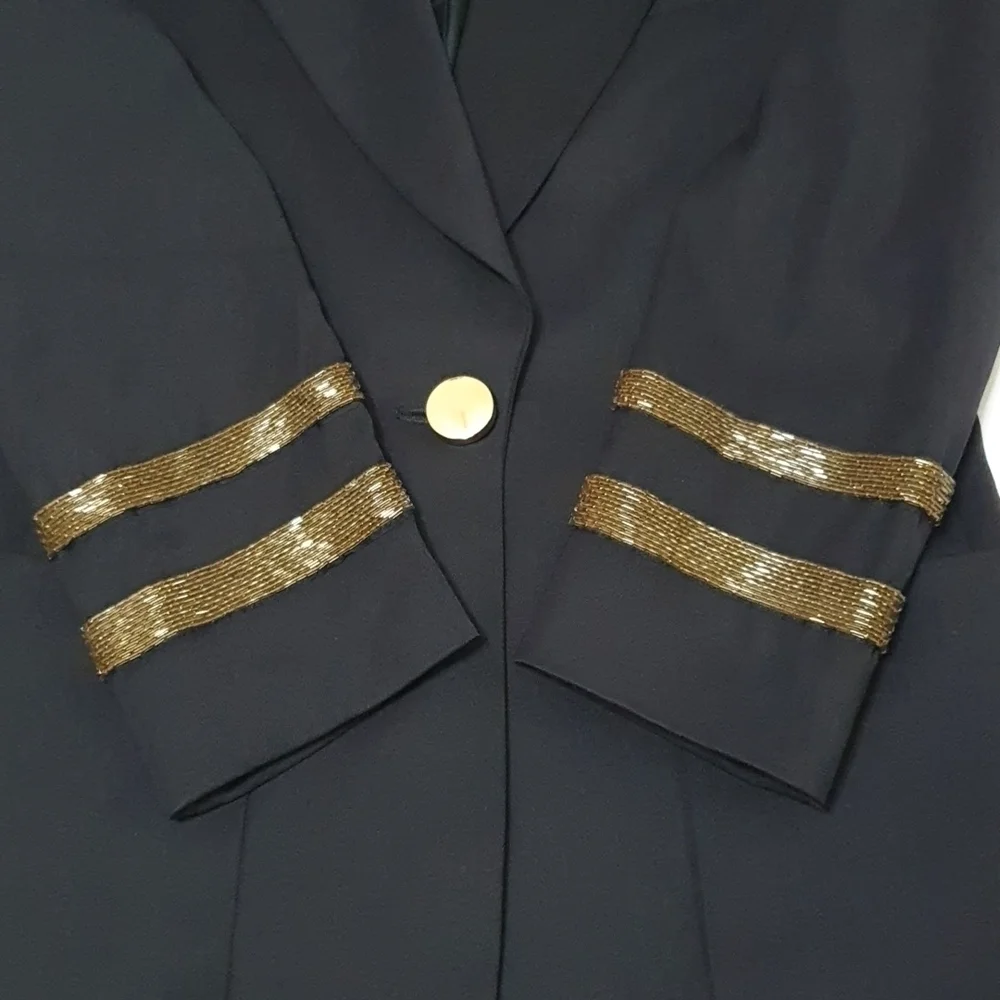 Escada 100% Wool Beaded Trim Coat